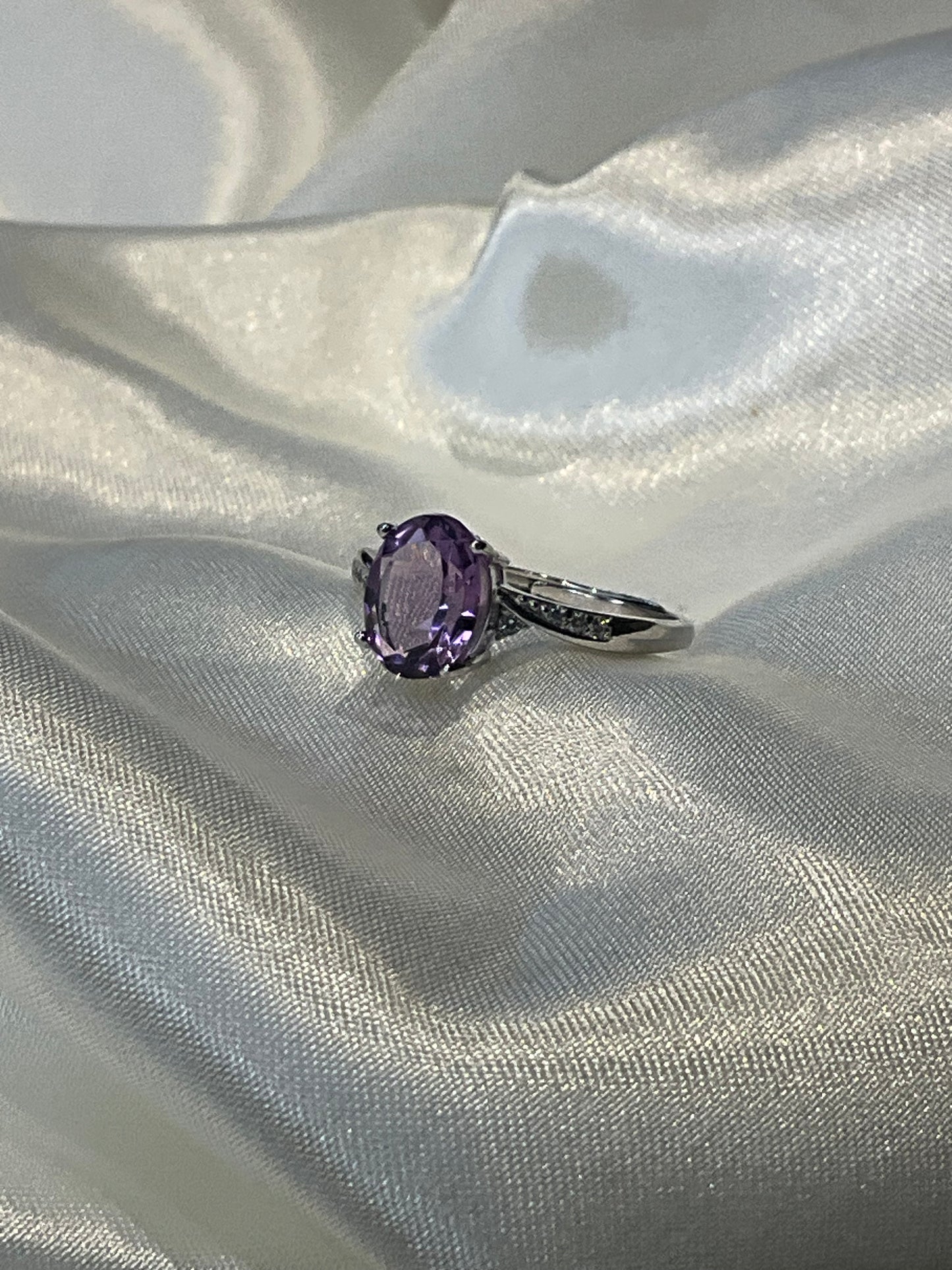 Amethyst 925 sterling silver adjustable ring