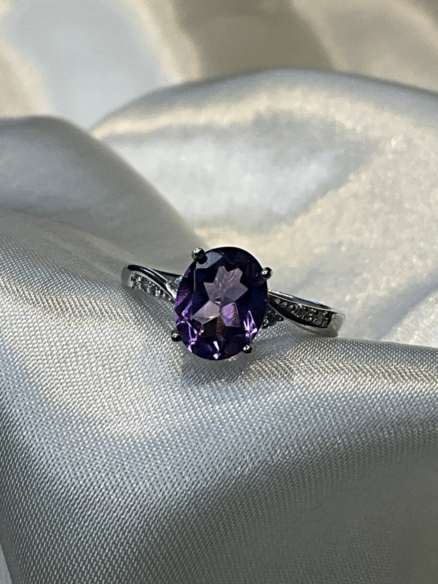 Amethyst 925 sterling silver adjustable ring