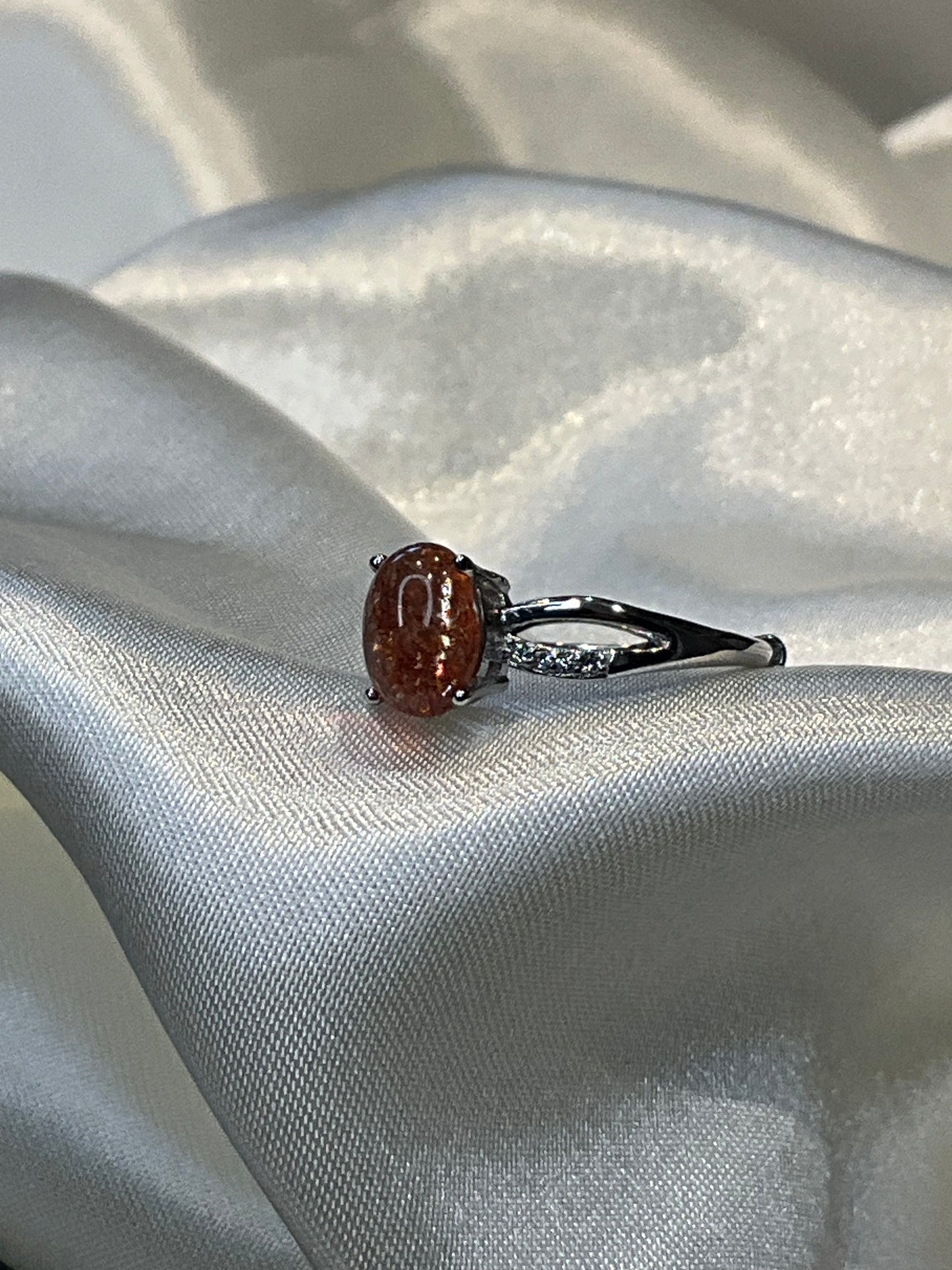 Sunstone 925 sterling silver adjustable ring