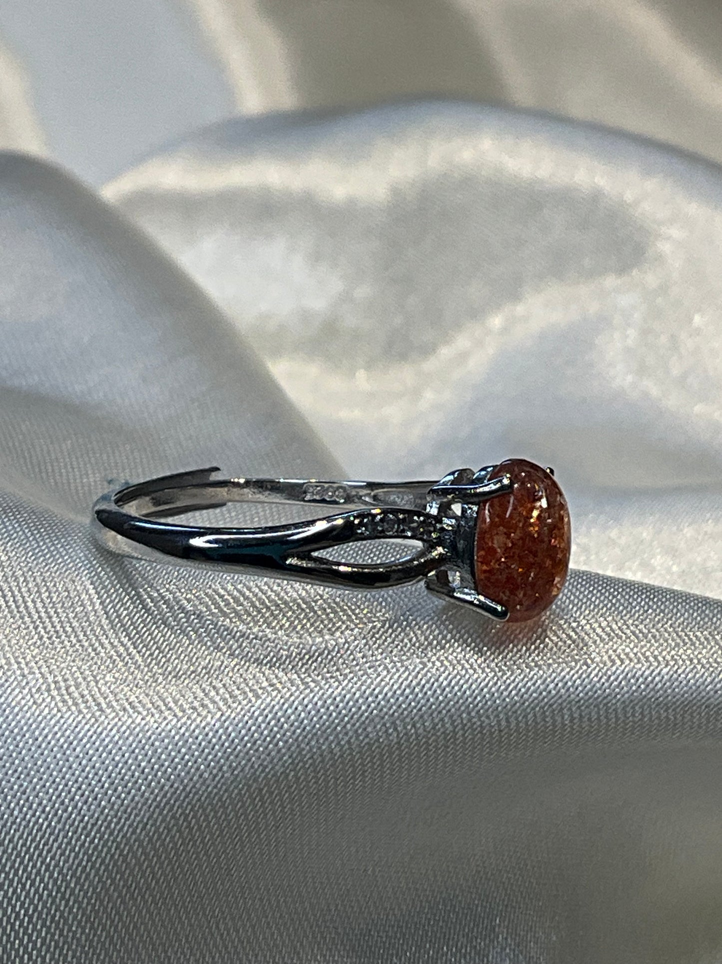 Sunstone 925 sterling silver adjustable ring