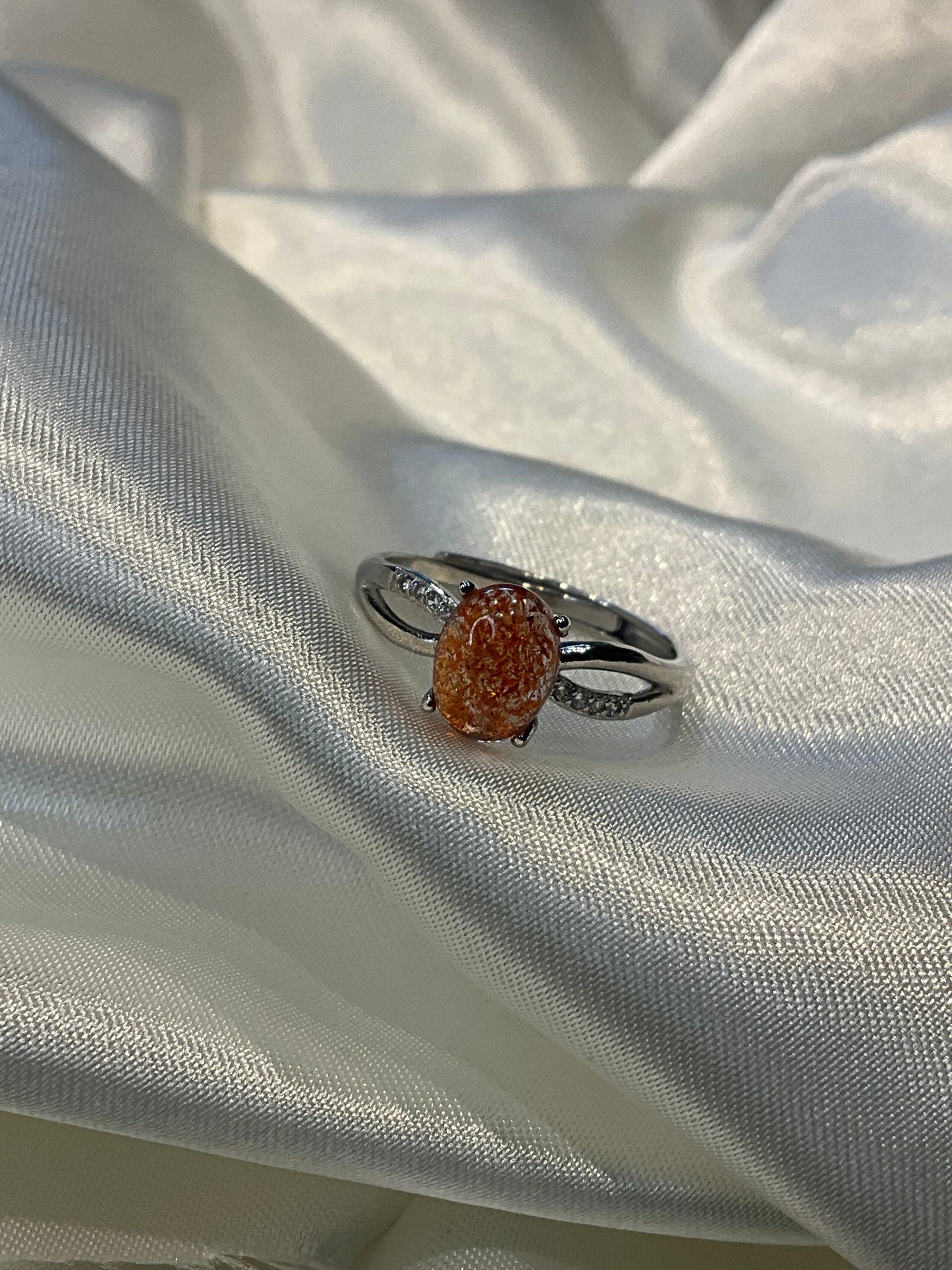 Sunstone 925 sterling silver adjustable ring