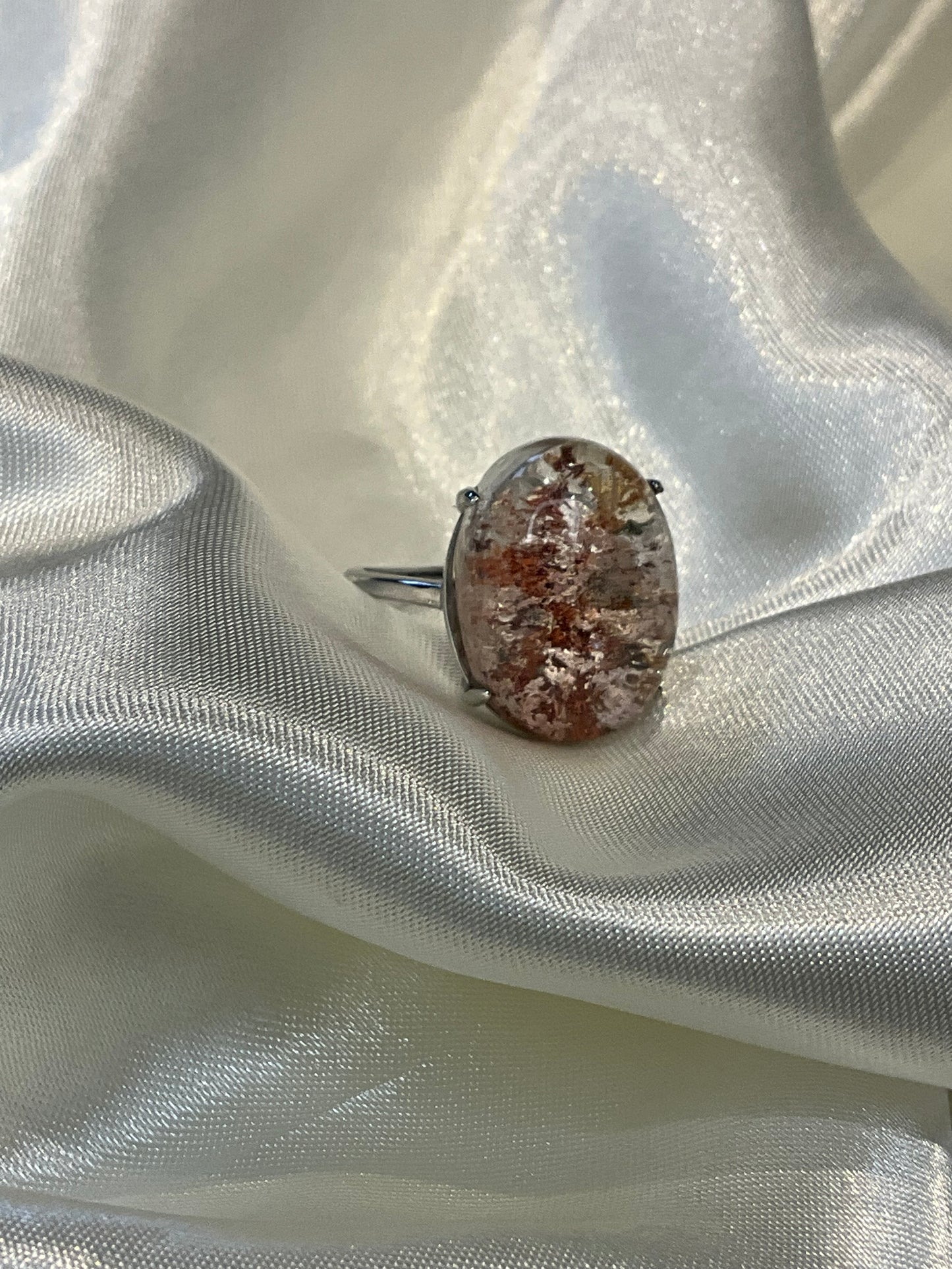 Garden Quartz 925 sterling silver adjustable ring.