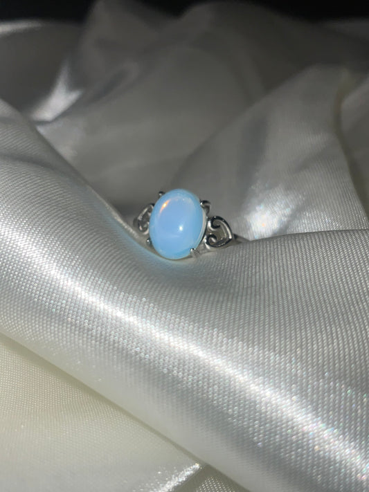 Opalite 925 sterling silver adjustable ring