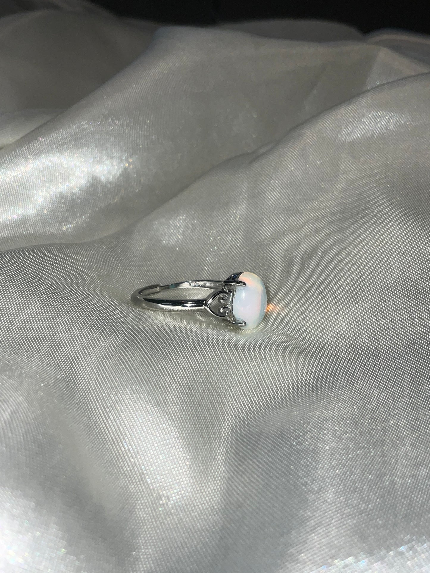 Opalite 925 sterling silver adjustable ring