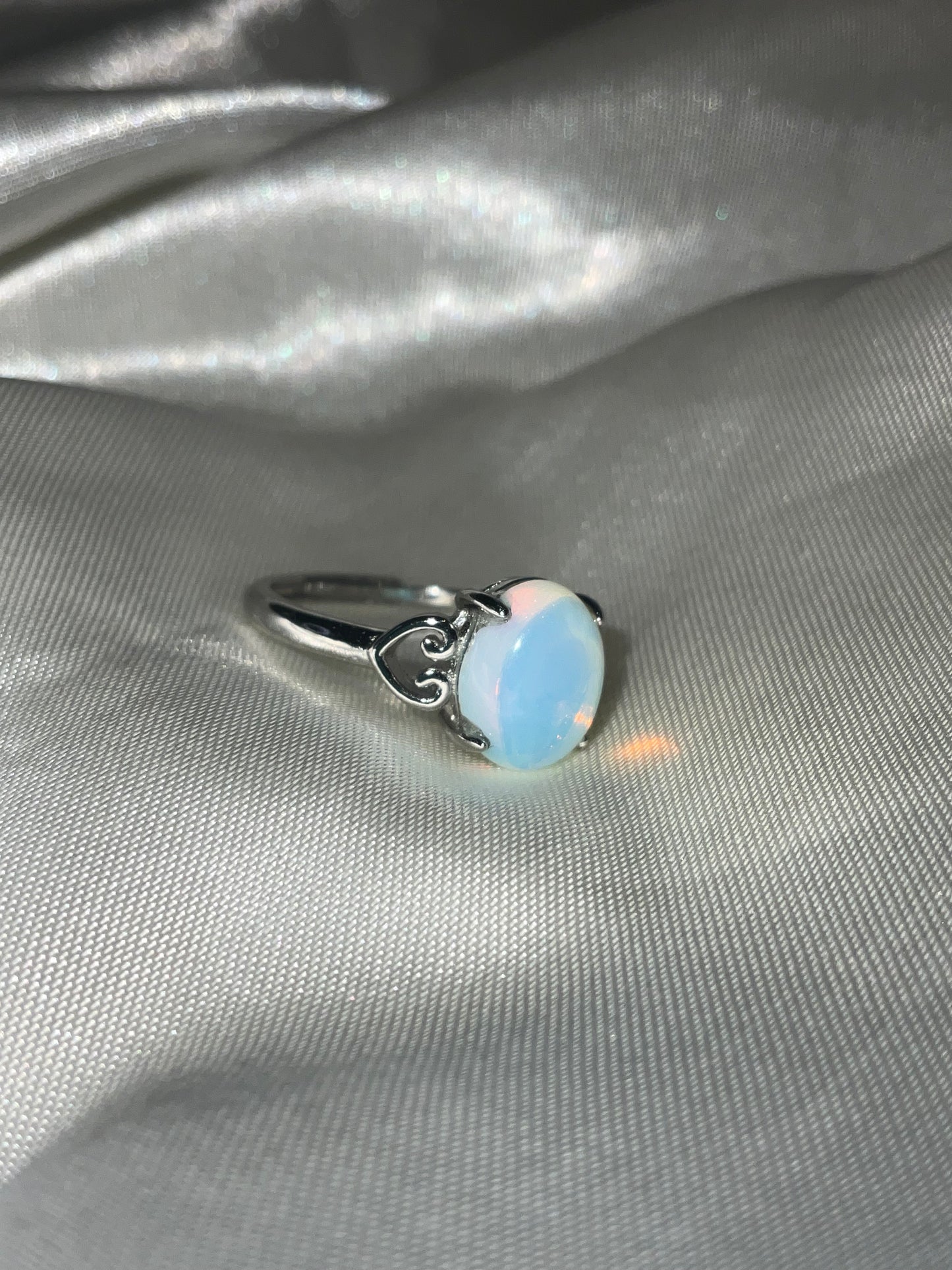 Opalite 925 sterling silver adjustable ring