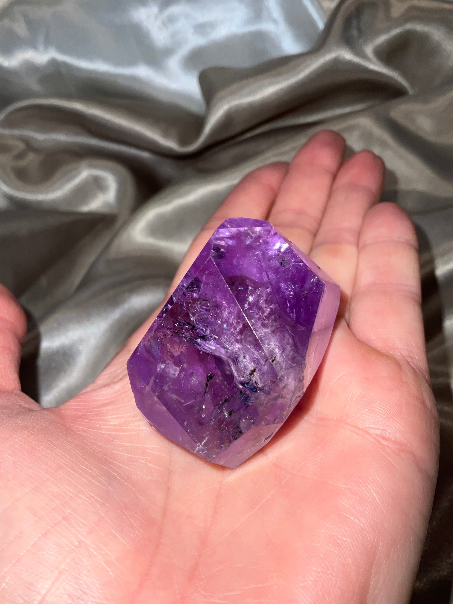 Amethyst Freeform Crystal. High grade with rainbows inside.