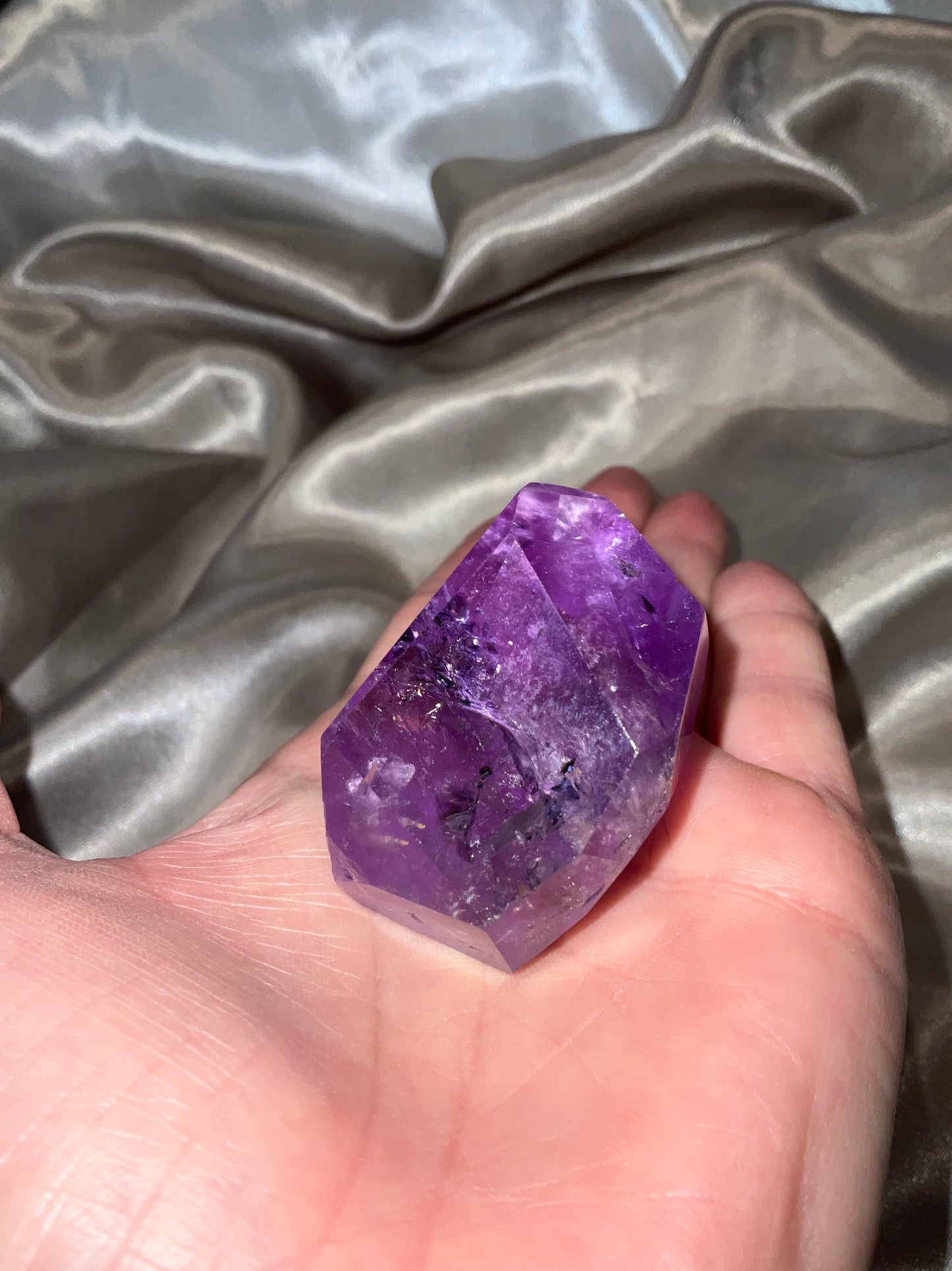 Amethyst Freeform Crystal. High grade with rainbows inside.