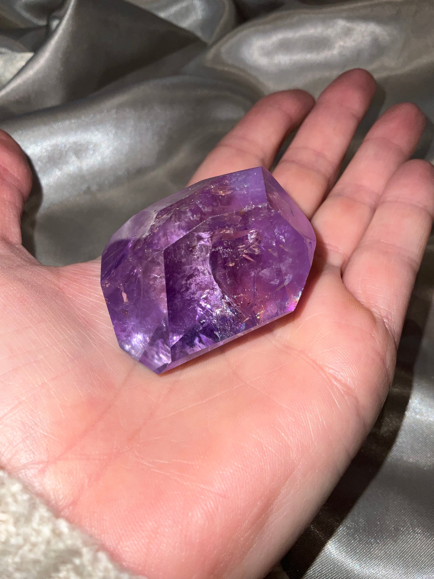 Amethyst Freeform Crystal. High grade with rainbows inside.