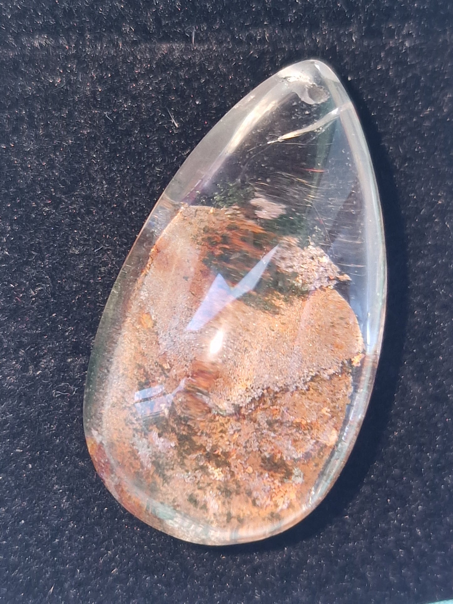 Garden Quartz Teardrop Crystal  Pendant (Lodolite)