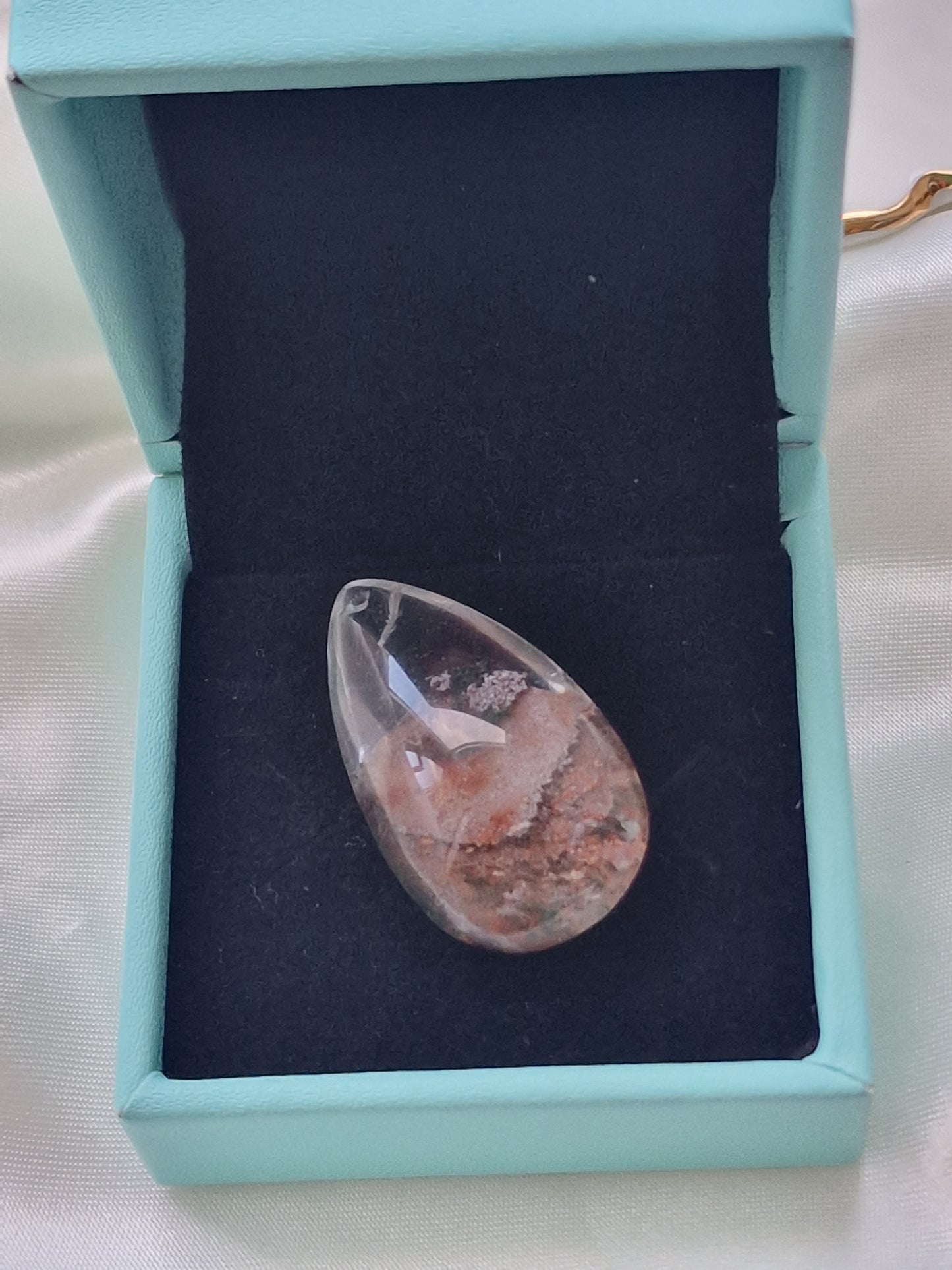 Garden Quartz Teardrop Crystal  Pendant (Lodolite)