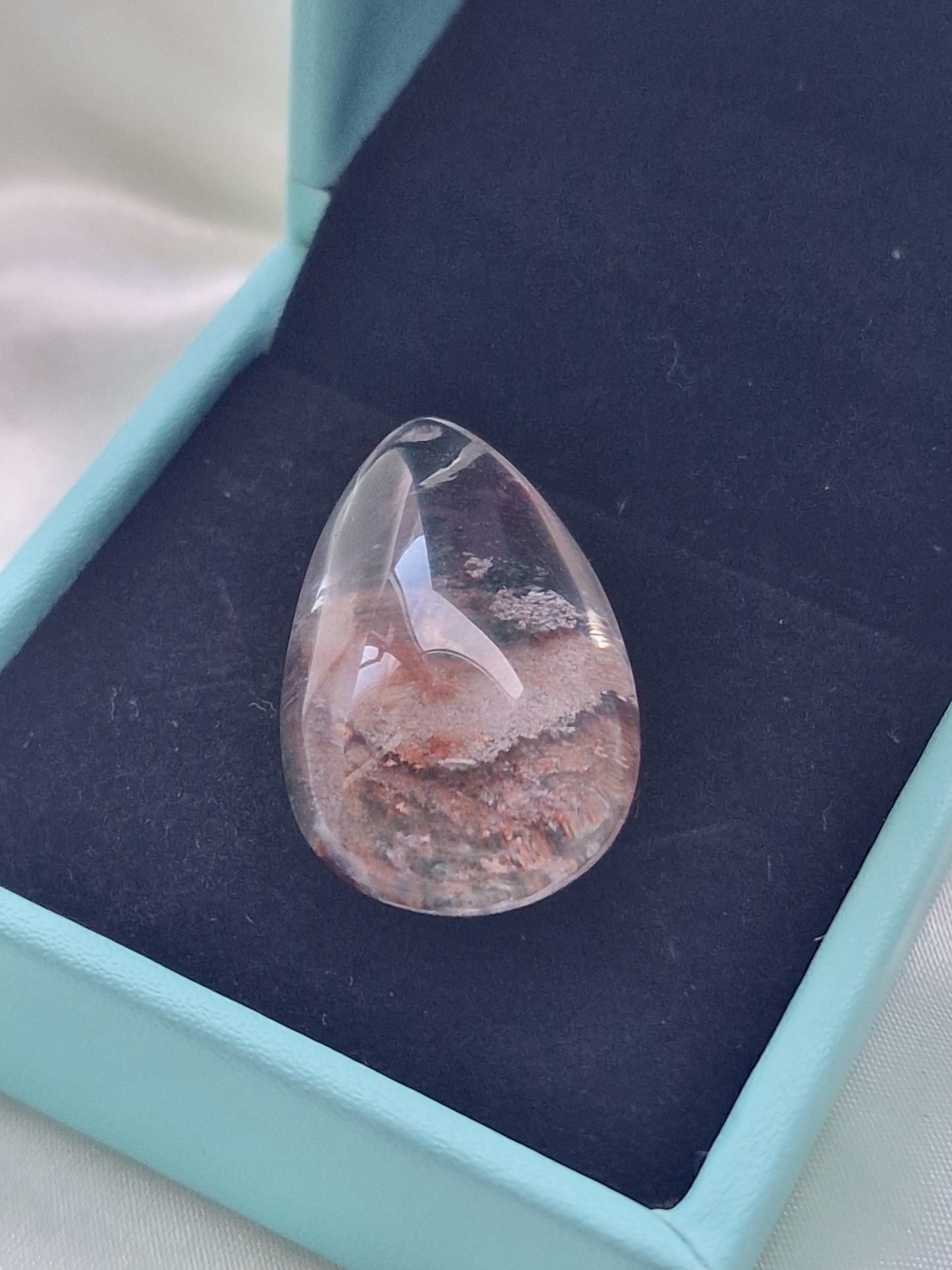 Garden Quartz Teardrop Crystal  Pendant (Lodolite)