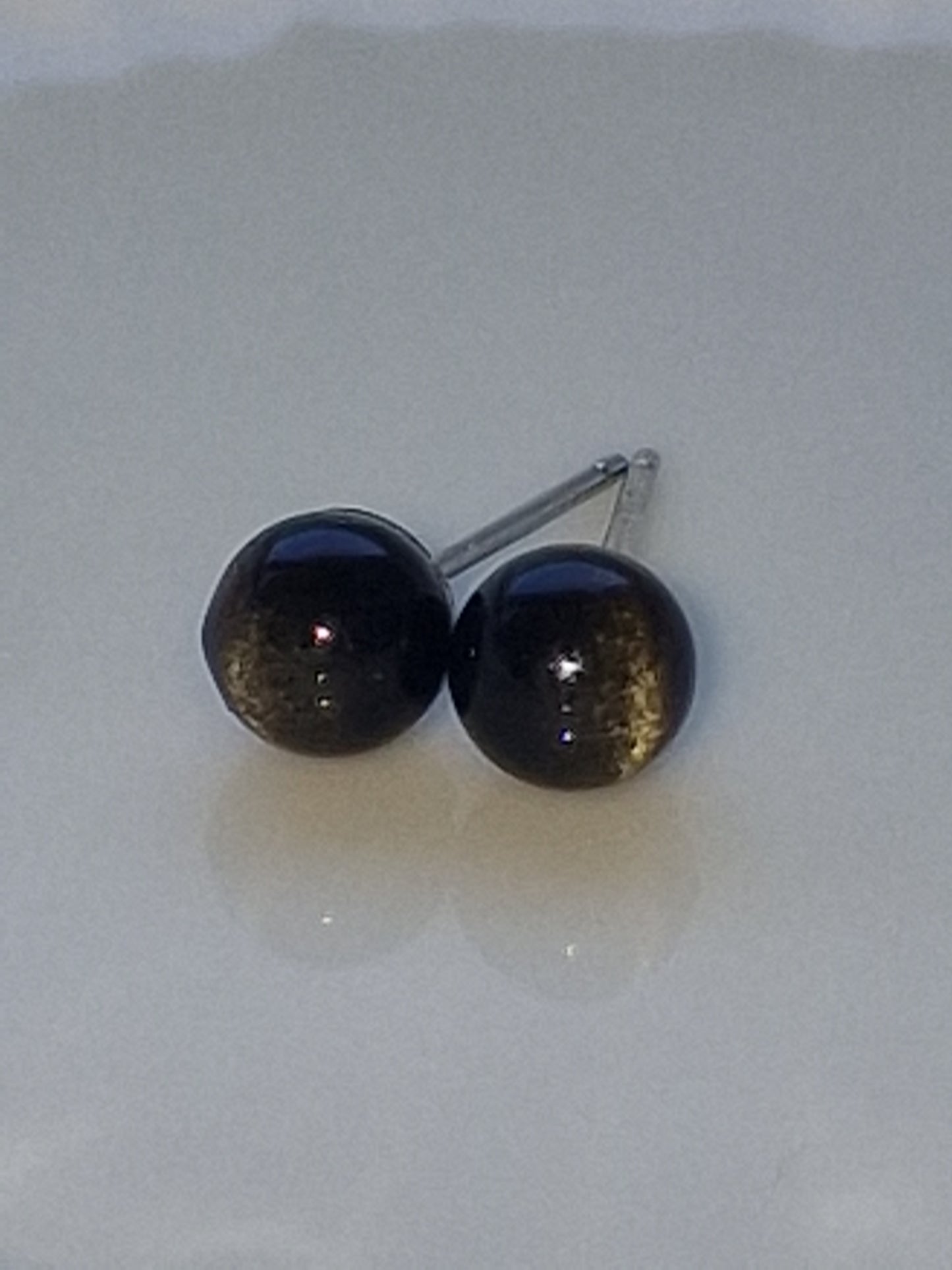 Gold Sheen Obsidian Stud Earrings