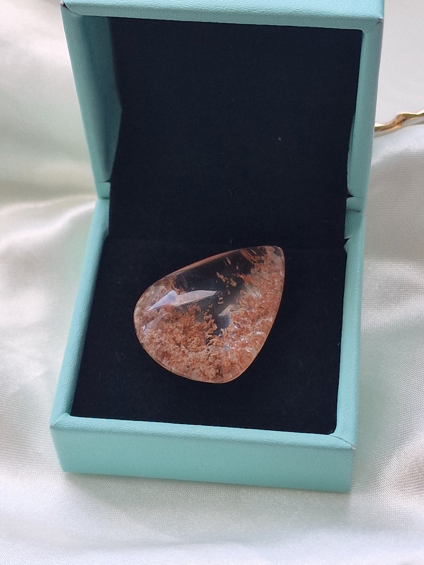 Garden Quartz Teardrop Crystal  Pendant (Lodolite)