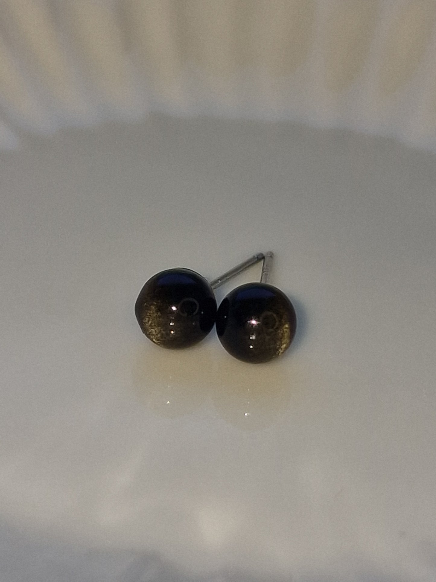 Gold Sheen Obsidian Stud Earrings