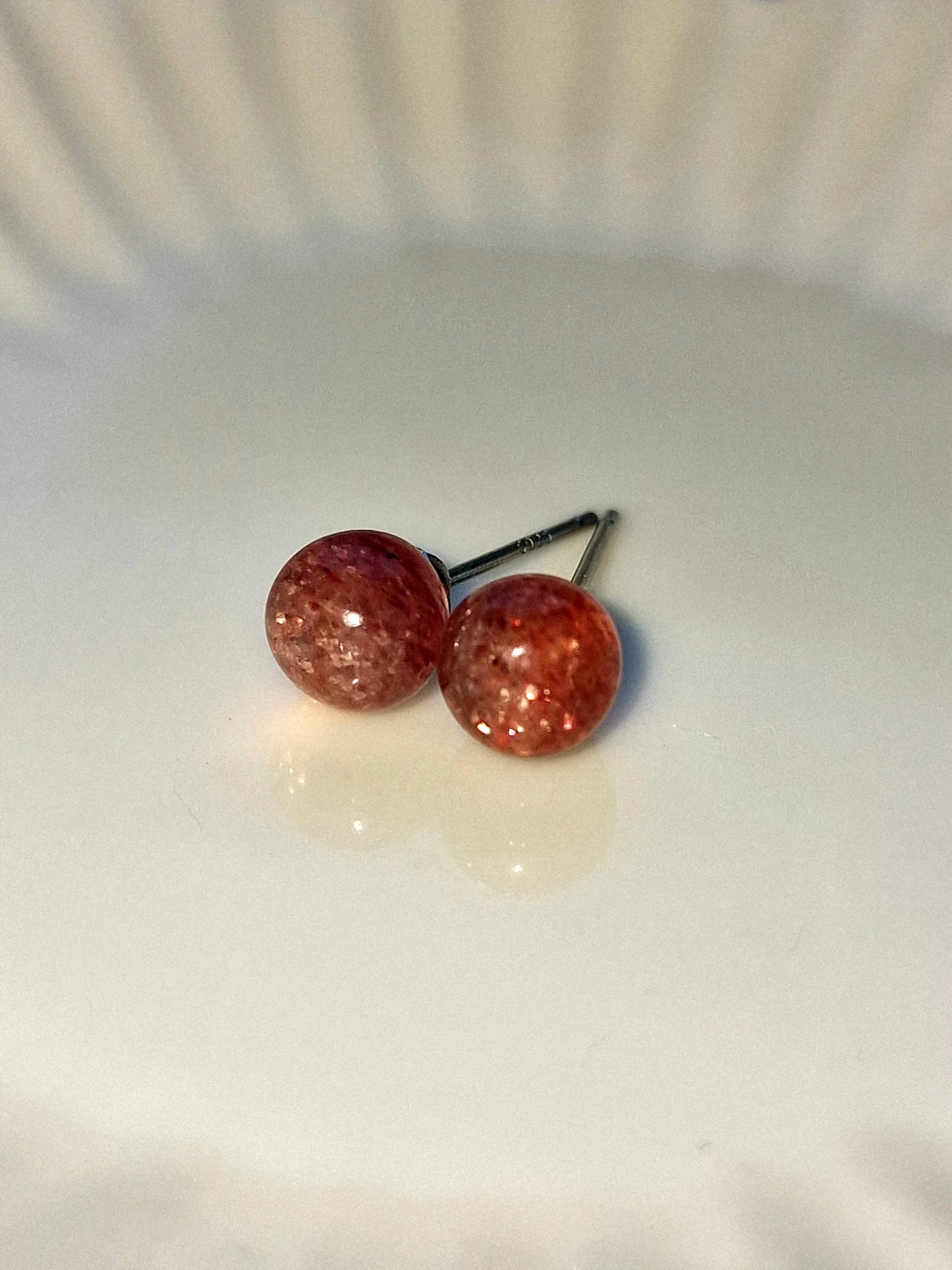 Strawberry Sunstone Stud Earrings