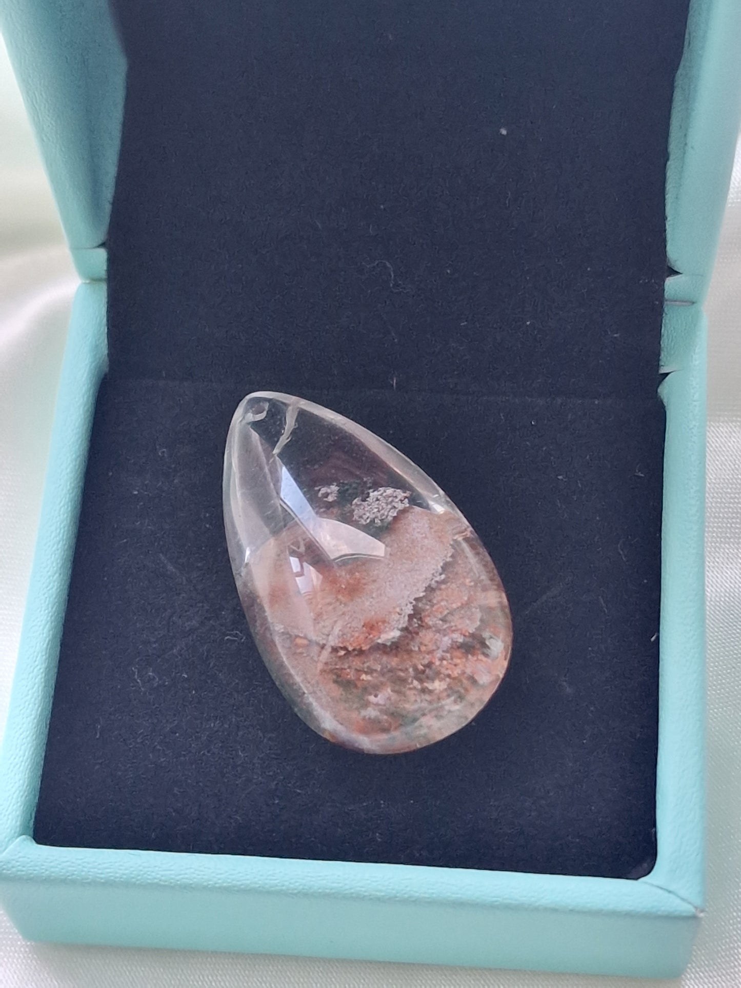 Garden Quartz Teardrop Crystal  Pendant (Lodolite)