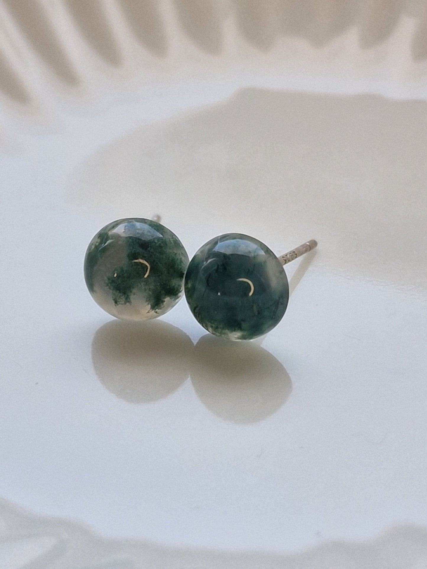 Moss Agate Stud Earrings