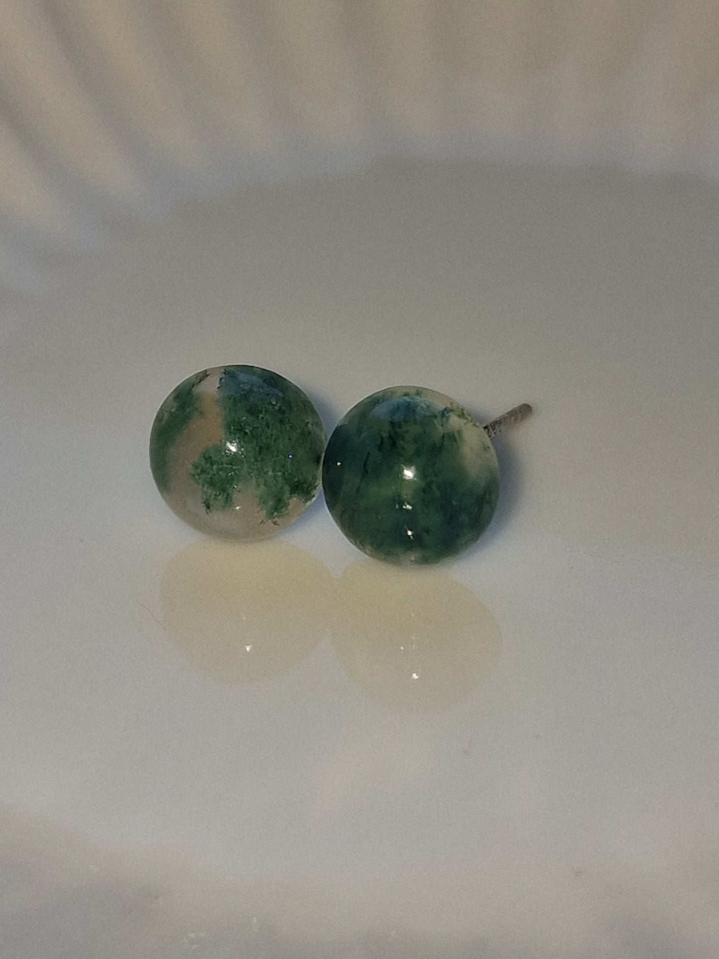 Moss Agate Stud Earrings