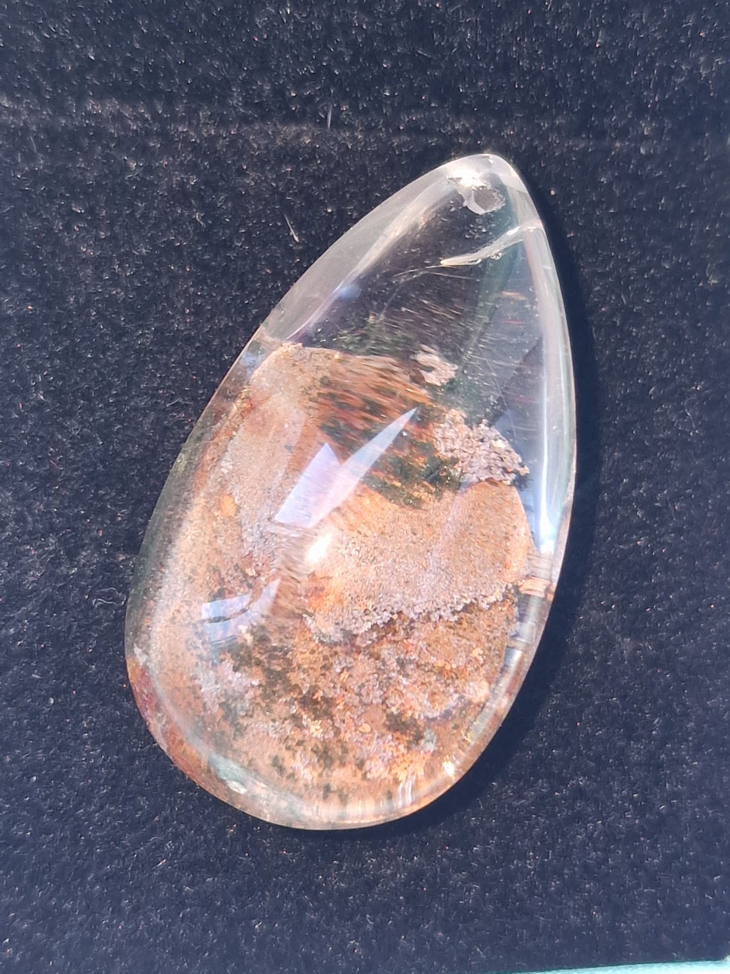 Garden Quartz Teardrop Crystal  Pendant (Lodolite)