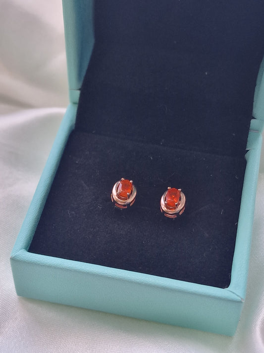 Fire Opal Stud Earrings