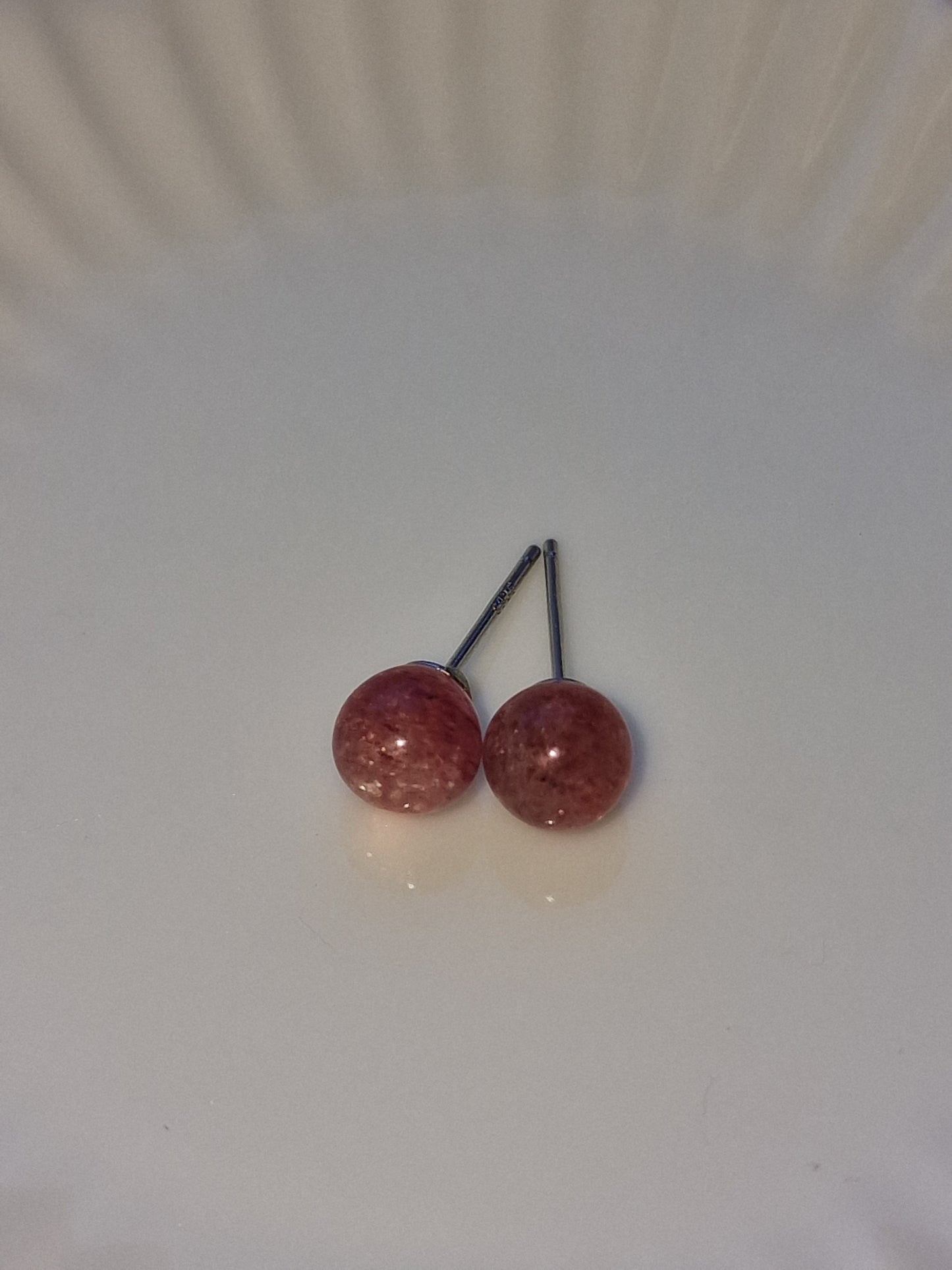 Strawberry Sunstone Stud Earrings