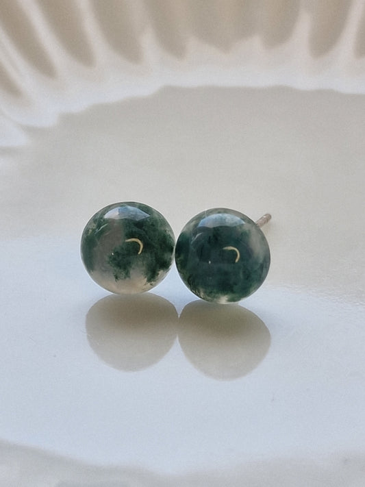 Moss Agate Stud Earrings